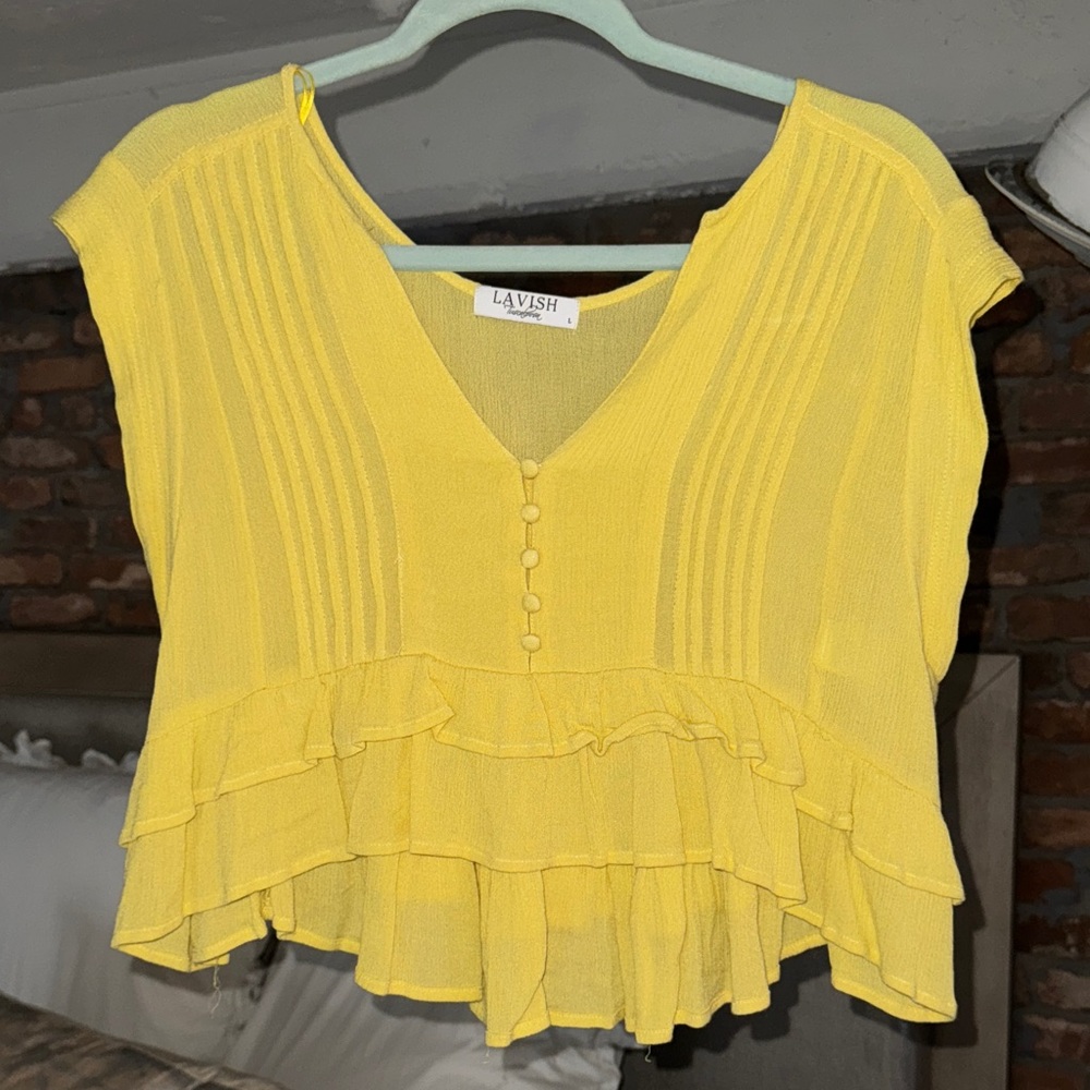 Lavish Sunlit Yellow Ruffled Blouse
